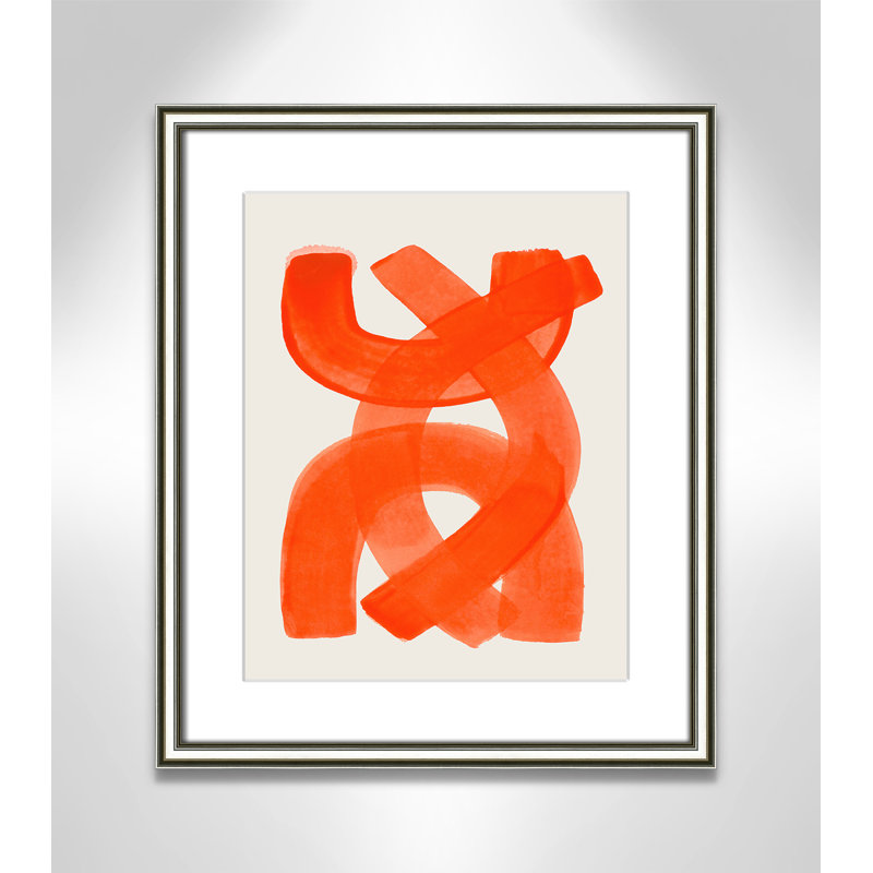 «Orange Strokes Print» par Haniff, Imprimé mat, Argent classique, L 17,25 po x H 20,25 po