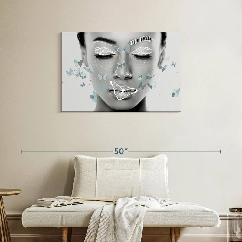 Leisha Beauty With Butterflies, 24" H x 36" W