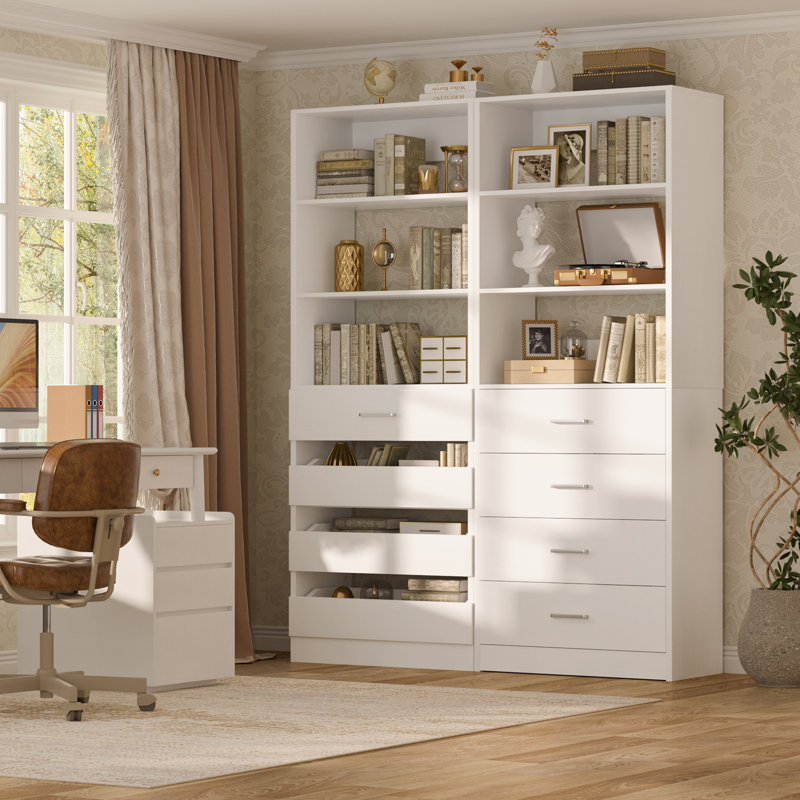 Système de placard avec tiroirs en bois, Gris