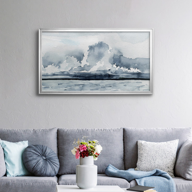 «Passing Rain Storm II» - Toile encadrée de qualité supérieure - Prêt à être accroché, H 14,5 po x l 26,5 po x P 1 po