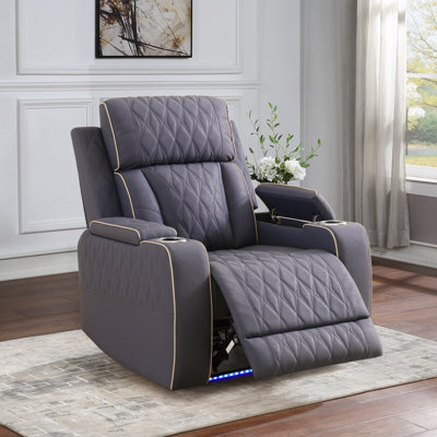 Fauteuil inclinable électrique moderne en similicuir de 91 cm de large