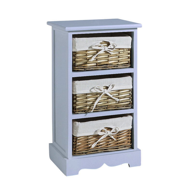 Casey Fully Assembled 3 Basket Drawer Storage Chest, Grey