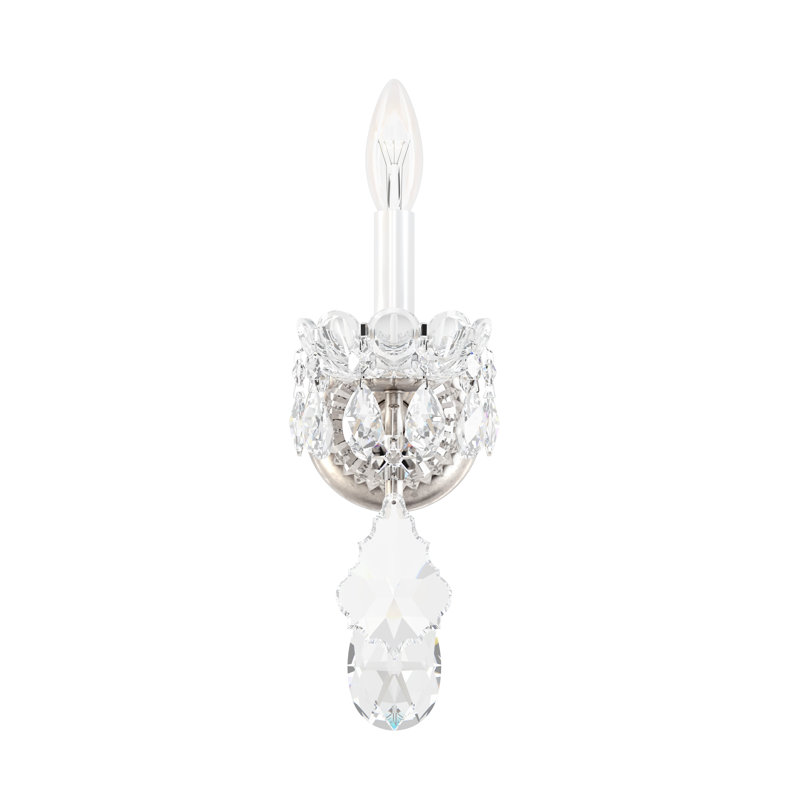 New Orleans 1 - Light Candle Wall Light, Strass Silver Shade, Polished Silver