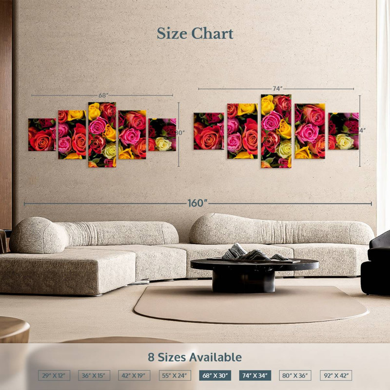 Shades Of Roses, 42" H x 92" W
