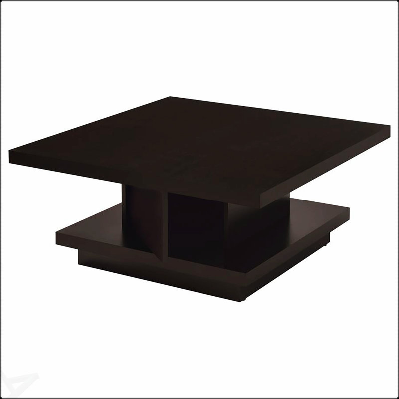 Table basse carrée avec plateau spacieux et tablette inférieure Cappuccino