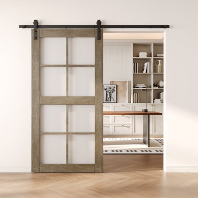 Porte de grange non assemblée et pré-finie en verre pré-fini de 30 po x 80 po Homacer Classic 30 po x 80 po Homacer