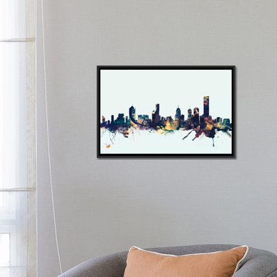 " Melbourne, Australia On Blue " by Michael Tompsett