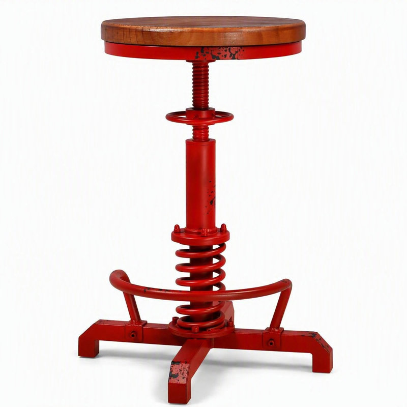 Tabouret pivotant en bois massif Jaitun, Rouge antique