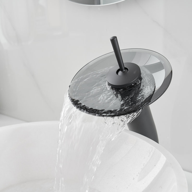 Waterfall Vessel Bathroom Faucet, Matte Black