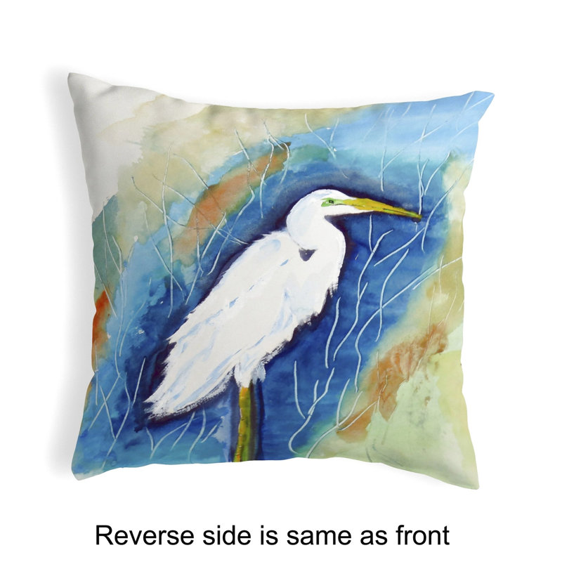  Housse et insert de coussin décoratif extérieur Great Egret Right
