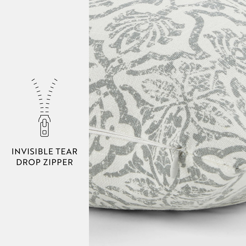 Elegant Patterns Cotton Decor Throw Pillow in Antique Floral, Arctic