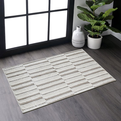 Tapis d'intérieur rayé beige / crème Modern Collection Step