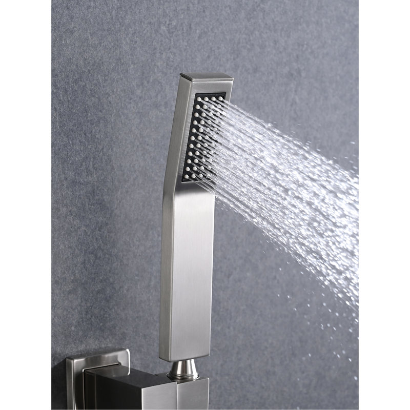 Brushed Nickel Shower For Ceiling Mount, Stainless Steel With 16" Head And Handheld A Pampering Bath Experience Mounted In - Natural Easy Nozzle Feature