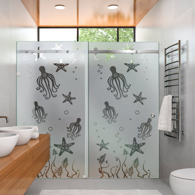 Portes de verre de douche coulissantes doubles sans cadre H 56 po x H 80 po