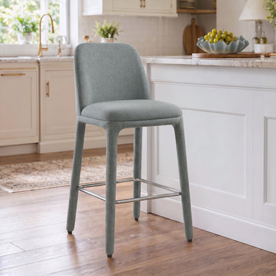 26.5" Modern Fully Upholstered Fabric Counter Stool
