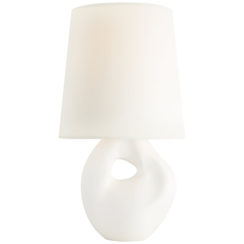 Adria 16" Cordless Table Lamp in Plaster White with Linen Shade