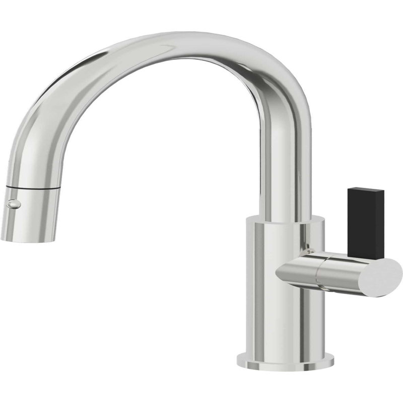 Corsano Contemporary Pull Down Kitchen Faucet with Button Sprayer Low Arc Spout and BFB Series Handle, Polished Chrome