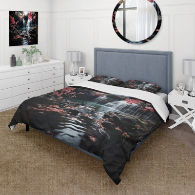 Peach Tree Waterfall Natures Elegance II Microfiber / Polyester Duvet Cover SetMicrofiber / Polyester Duvet Cover Set