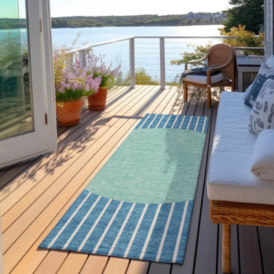 Machine Washable Indoor/Outdoor Chantille ACN994 Teal Area Rug