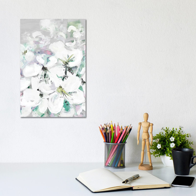 White Orchids 1 Piece Wrapped Canvas Painting, 20.32 cm H x 30.48 cm W