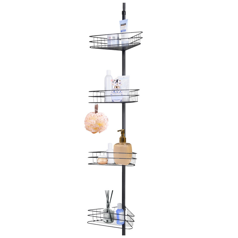 Étagères de salle de bain murales l 8,07 po x H 114,96 po x P 12,8 po Tolley, Noir