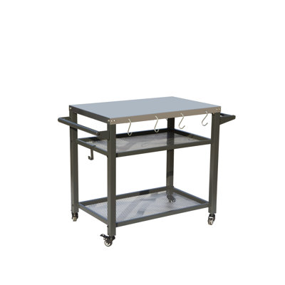 Table de barbecue extérieure à 3 tablettes, chariot de barbecue avec roulettes, four à pizza d'extérieur et table de préparation des aliments, table Blackstone avec plateau en acier inoxydable, support de barbecue pour plaque chauffante Blackstone po