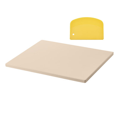 Pierre à pizza rectangulaire en cordiérite, 40,6 x 35,6 x 1,5 cm, résistante à la chaleur jusqu'à 788 °C, idéale pour la cuisson au four, avec racloir et pour barbecue.