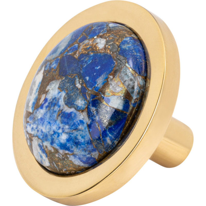 Firesky Diameter Knob, Polished Brass, Mohave Lapis