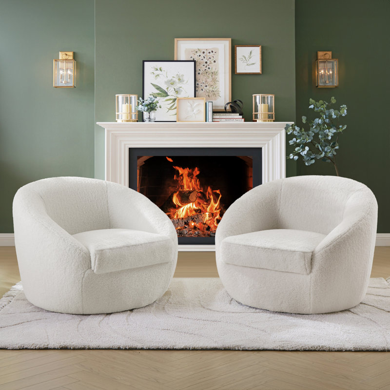 Fauteuil demi-tonneau pivotant de 35,03 po Trentino, Velours gris clair