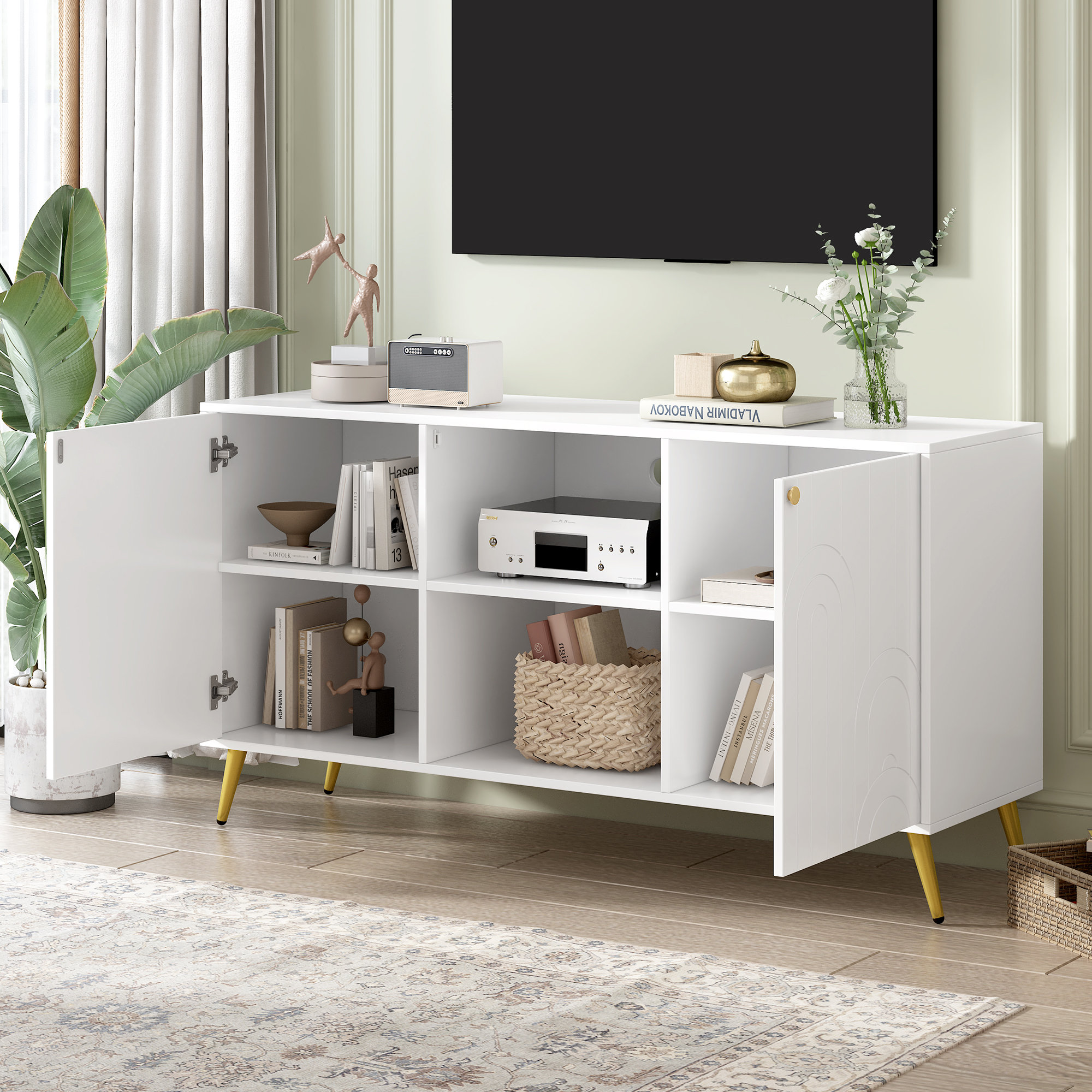 Oliver Modern Tv Stands & Entertainment Centers, White Mdf With — free download