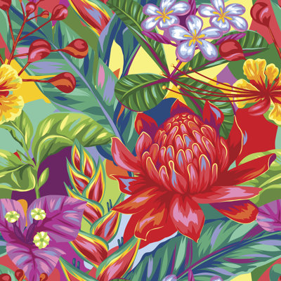 Maryanna Seamless Pattern With Thailand Flowers by Incomible - Wrapped Canvas Print