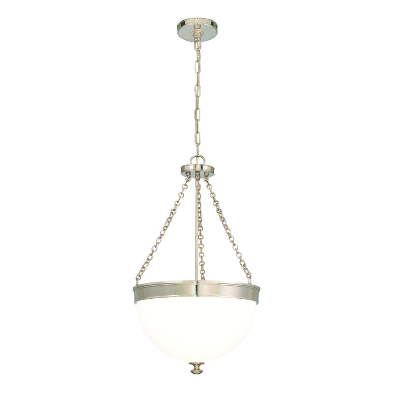Luminaire suspendu bol unique à 3 lumières Barrington, Nickel poli, 14 po