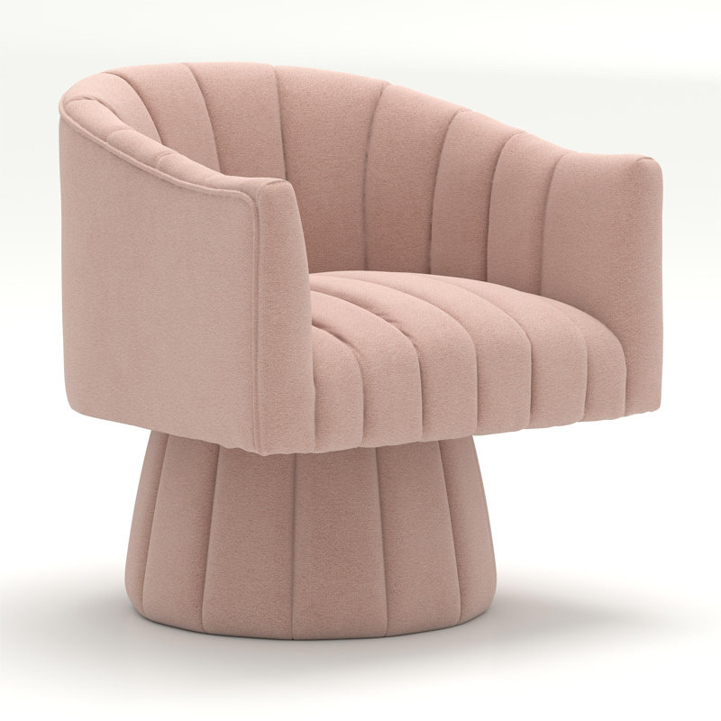 Ghinita Velvet Swivel Barrel Chair, Pink Velvet