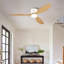 Ventilateur de plafond à profil bas avec lumière DEL, fonctionnement à distance, 52 pouces, finition blanc doux, pales en ABS, résistant à l'humidité pour une utilisation intérieure / extérieure