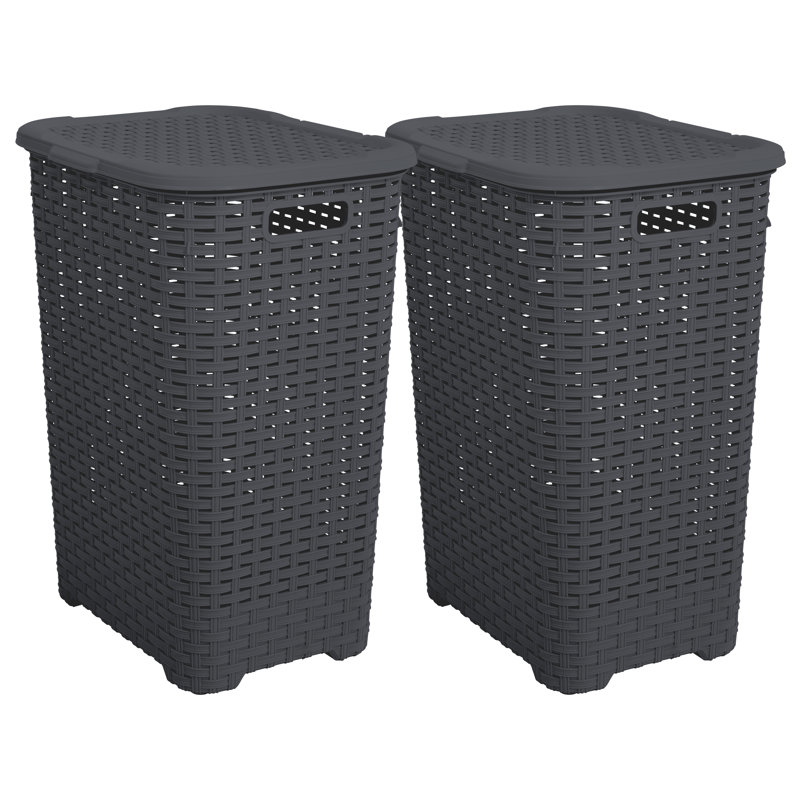 Wicker Laundry Hamper, 22" H x 19" W x 15" D, Gray
