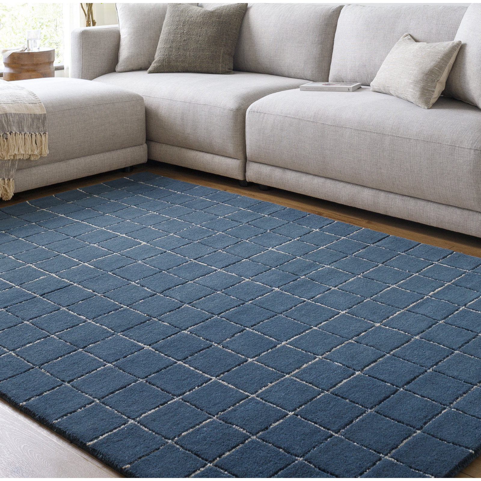 Mallory Hand-Tufted Blue Geometric Area Rug, Rectangle 5' x 8'