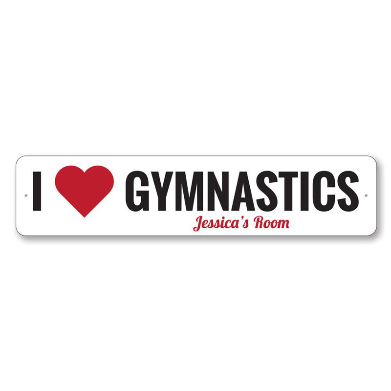 Plaque en aluminium I Love Gymnastic, H 6 po x l 24 po x P 0,063 po