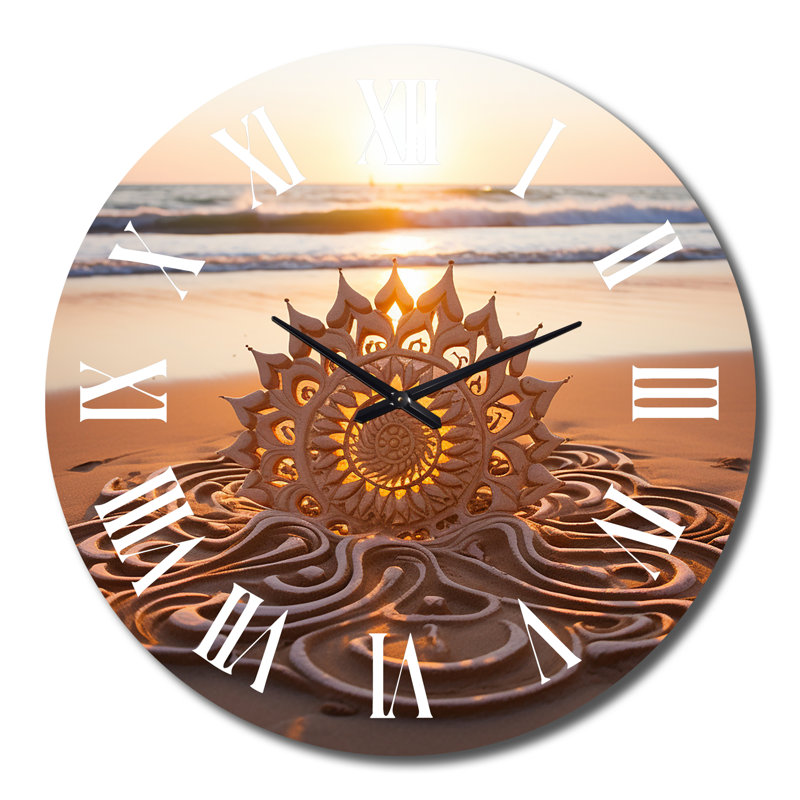 Horloge murale Majestic Mandala On The Beach II, Très grand