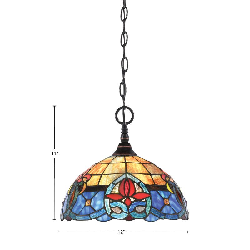 Mini-luminaire suspendu chaîne, verre Sierra 12 po, Cuivre / noir