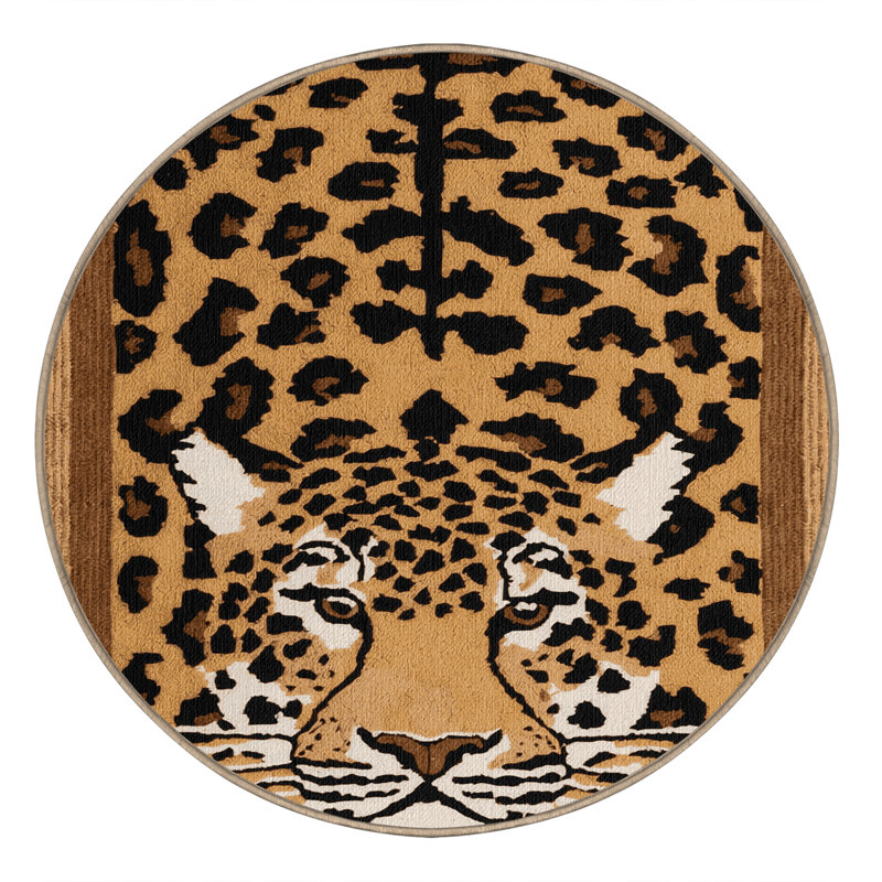  Tapis lavable à motif de gros chats Léopard, Carré 5 pi