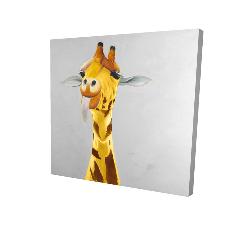 Funny Giraffe Face Canvas - Gray Wildlife Art for Home Decor