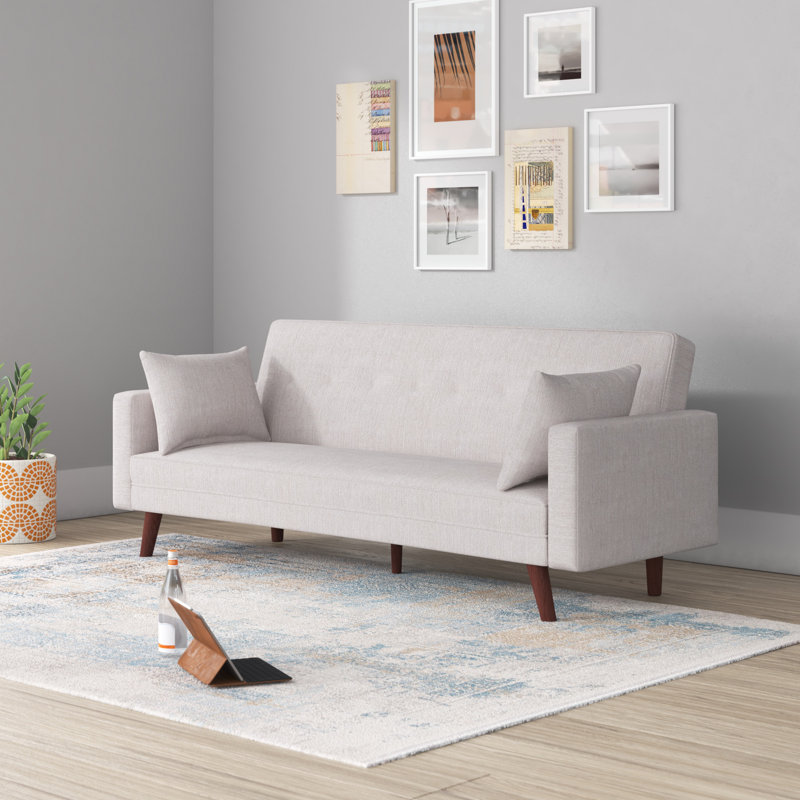 Canapé-lit moderne ivoire de 84 po avec fonction convertible, Beige