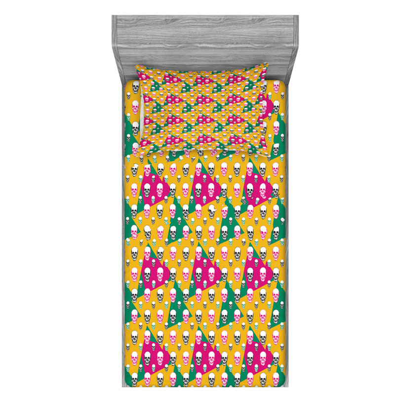 Microfiber Geometric Sheet Set, Twin XL Sheet Set with Fitted Sheet