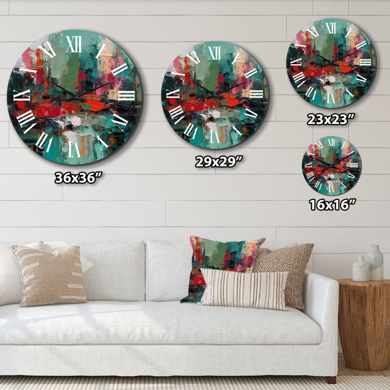Horloge murale rouge et verte Textures of the Mind II, Petit