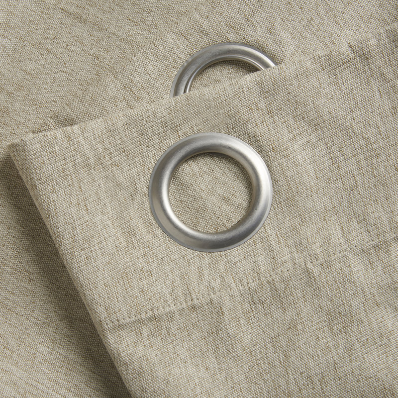 Bechard Blackout 100% Polyester Look Ring Top Curtains, Beige, 161cm Width x 183cm Drop