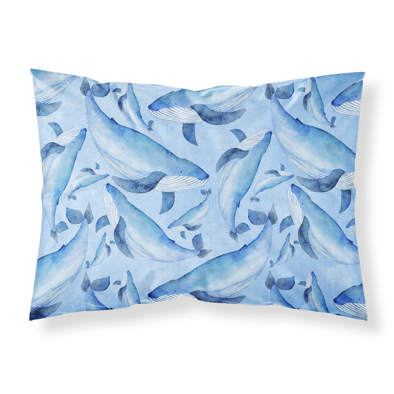 Taie d’oreiller de baleine nautique aquarelle