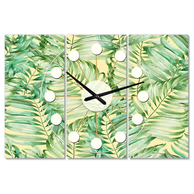 Très grande horloge murale tropicale rétro Mid-Century