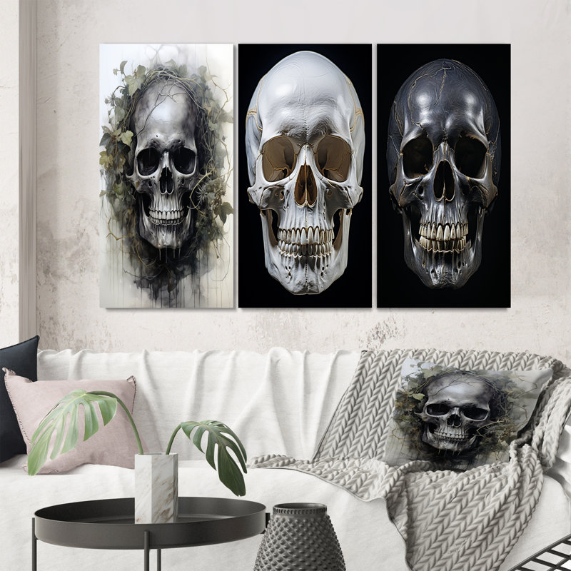 «Skull Eernal Rest», 3 pièces sur toile, H 28 po x l 36 po, Toile tendue