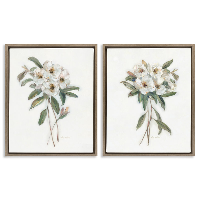Ensemble de 2 cadres flottants Wild Spring Flower, par Sally Swatland, Cadre flottant orme Montalcino, H 21 po x l 17 po