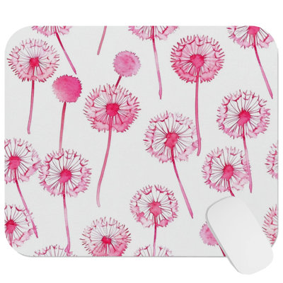 Botanical Pink Dandelions IX Modern Gaming Cute Office Laptop Desk Pad Gift Mat Square Rectangle Non-Slip Mousepad